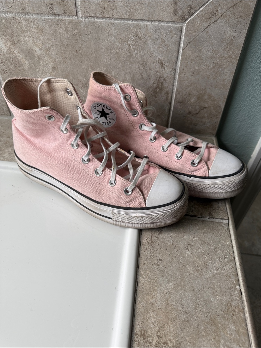 Converse Pink Canvas High Top Sneakers